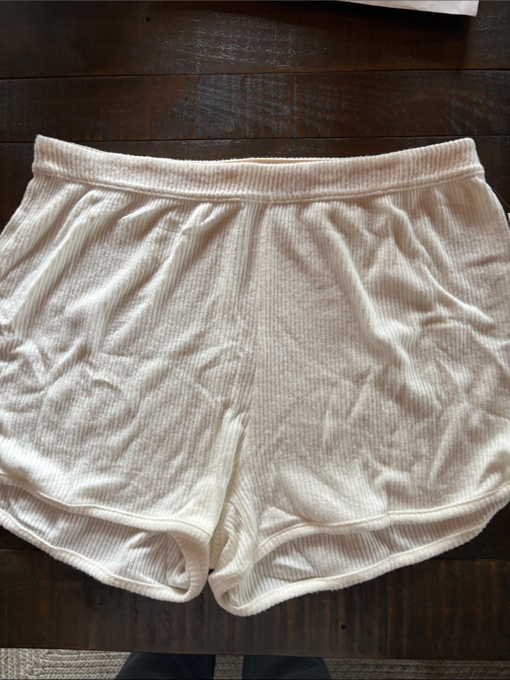 aerie Cream Ribbed Lounge Shorts